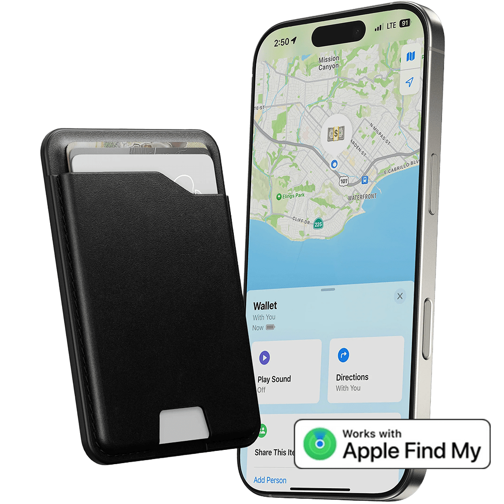 Nomad Leather Mag Wallet met ondersteuning voor Zoek mijn-app en tracking op afstand