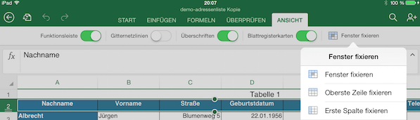 Anleitung Zeilen Einfach In Excel Fixieren