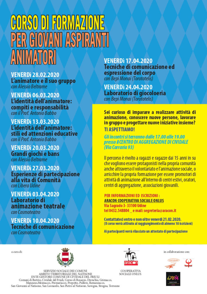 Corso Di Formazione Gratuito Per Giovani Aspiranti Animatori - Aracon Cooperativa Sociale Onlus Udine 1024_x_722_jpg