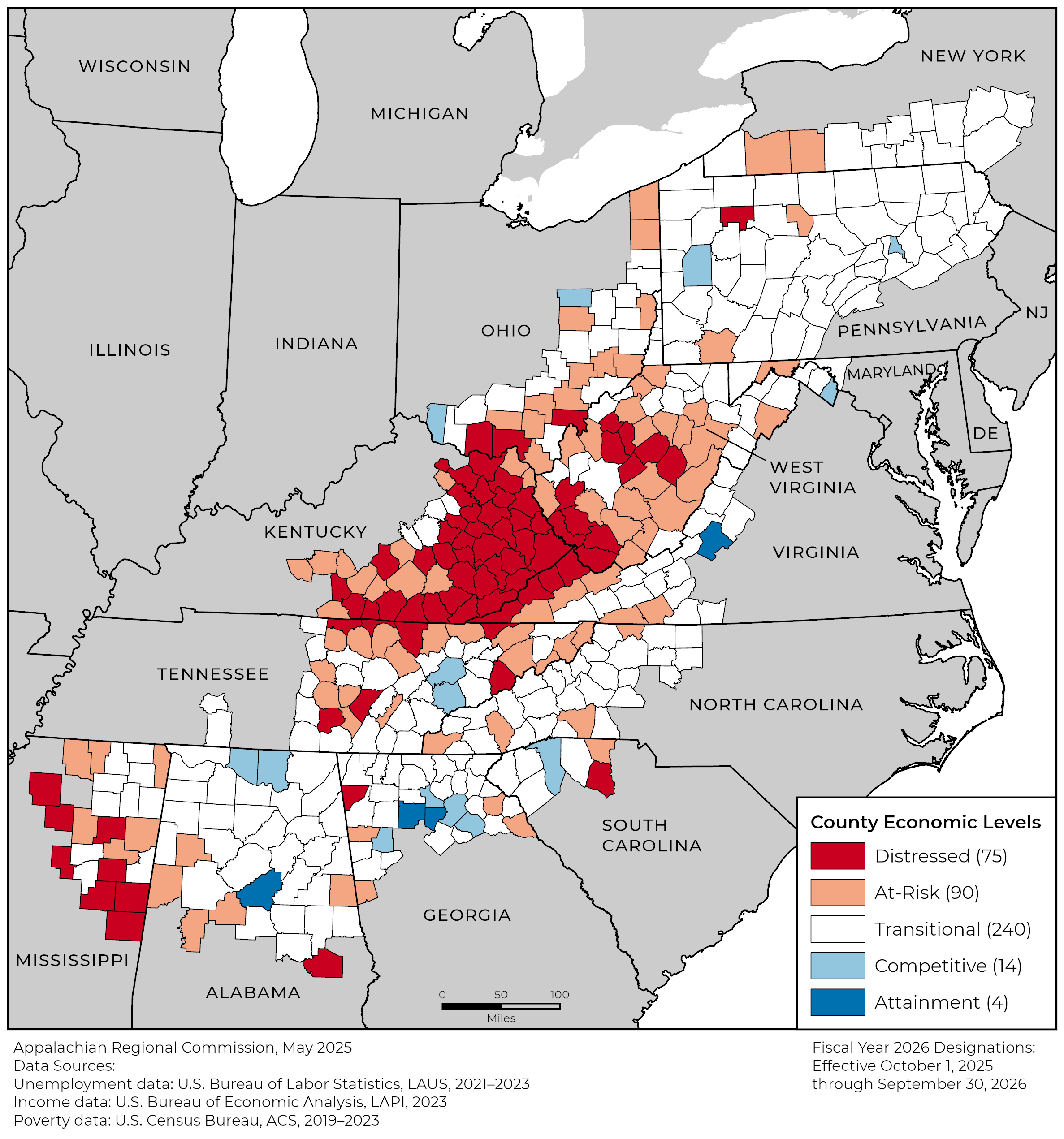 County Economic Status In Appalachia FY 2026 Appalachian Regional 1 