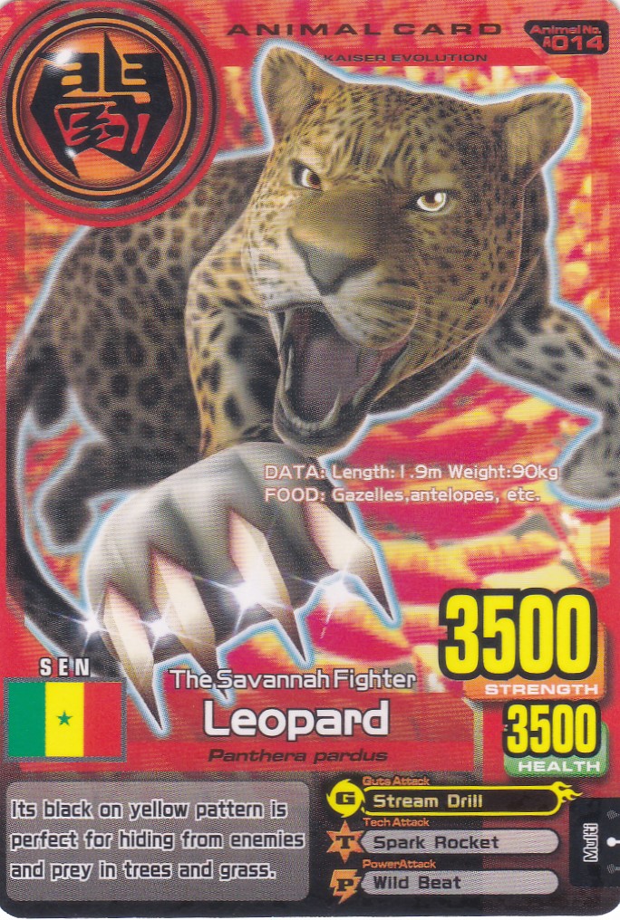 Animal Kaiser Evolution 3 A-014 Animal Card: Leopard - ArcadeGameCards