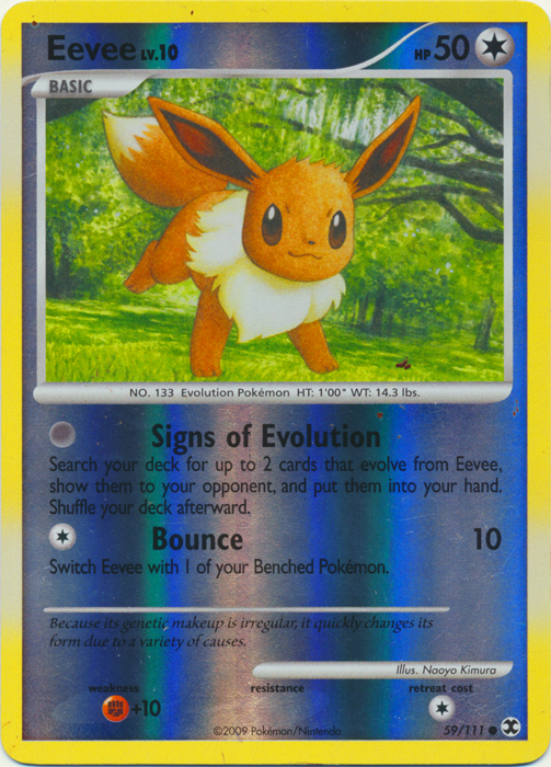 Pokémon Platinum Rising Rivals Card 059 Eevee Parallel/Reverse Holo ...