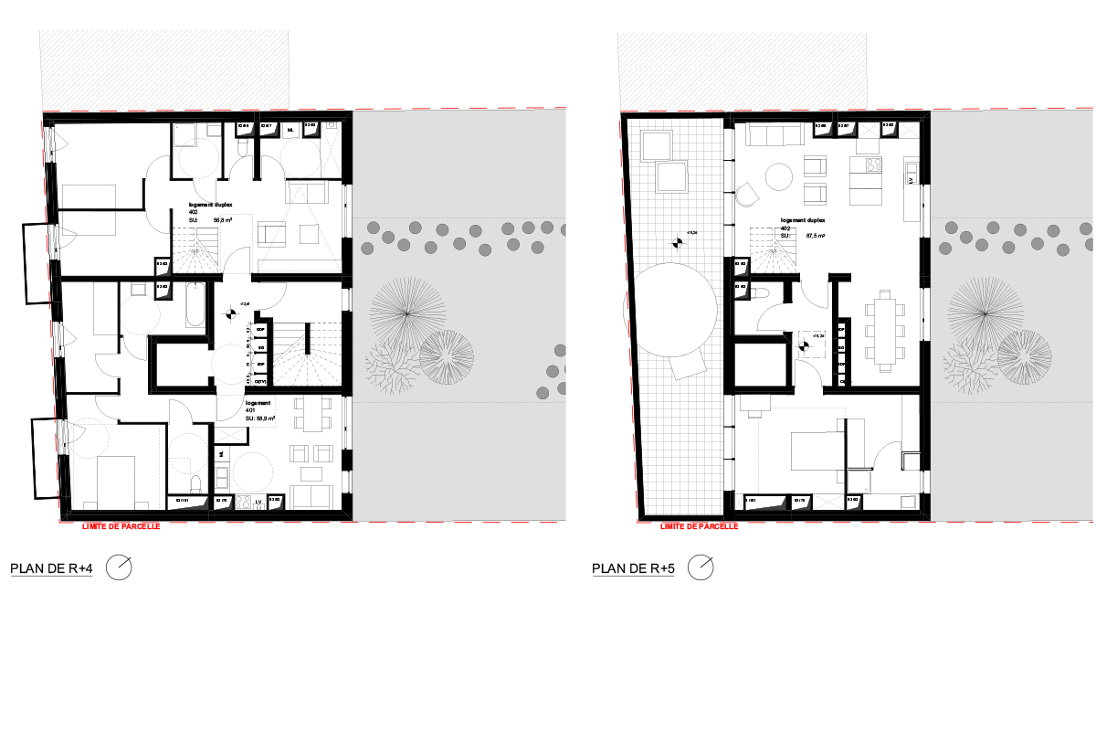 Plan APS R+4/R+5, Corner Shop impasse Dumur - AREA Studio