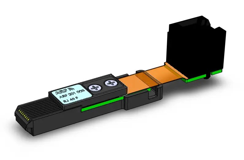female RJ45 connector featuring robust structure and reliable pin alignment, suitable for high-performance communication systems.