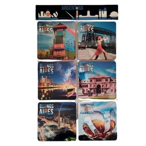 Posavasos Foil Corcho Lugares de Buenos Aires Color (6 Unidades)