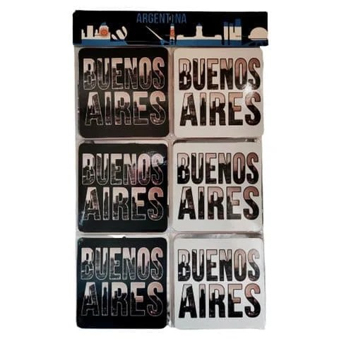 Posavasos Foil Corcho Buenos Aires Blanco y Negro (6 Unidades)