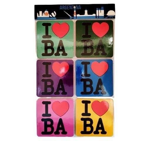 Posavasos Foil Corcho I Love Buenos Aires Colores (6 Unidades)