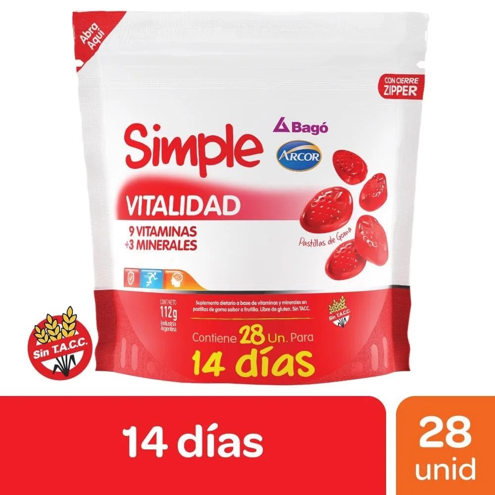 Simple - Suplemento Dietario Pastilla de Goma Vitalidad - 28 Unidades