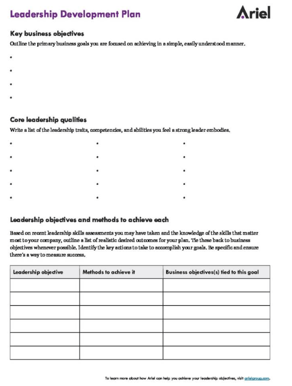 Leadership Development Plan Template Ariel Group