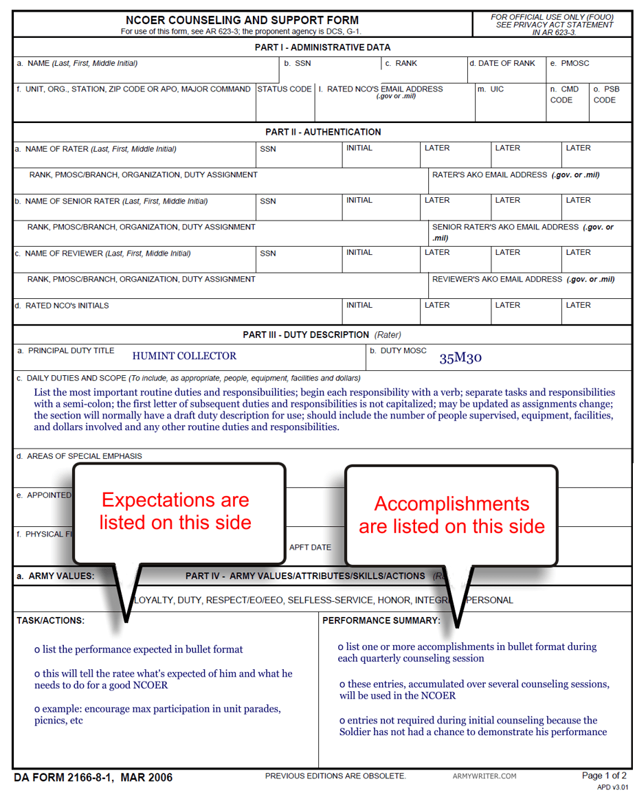Da Form 2166 9 1 Fillable Sgt Printable Forms Free Online