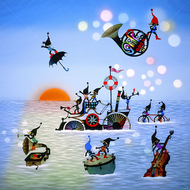藤城清治Seiji Fujishiro 「空のドライブ」作品 65/500 藤城清治／FUJISHIRO SEIJI | アートカフェ オフィシャルサイト