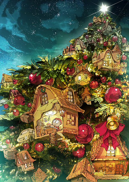 クリスマス ポップアート 絵画 クリスマス地方のツリータウン | アートカフェ オフィシャルサイト
