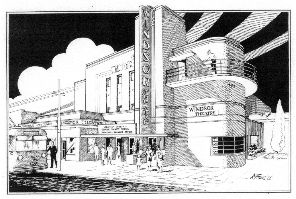 Windsor Theatre, Nedlands Architect: W T Leighton (1937) Drawing by Ron Facius 2006