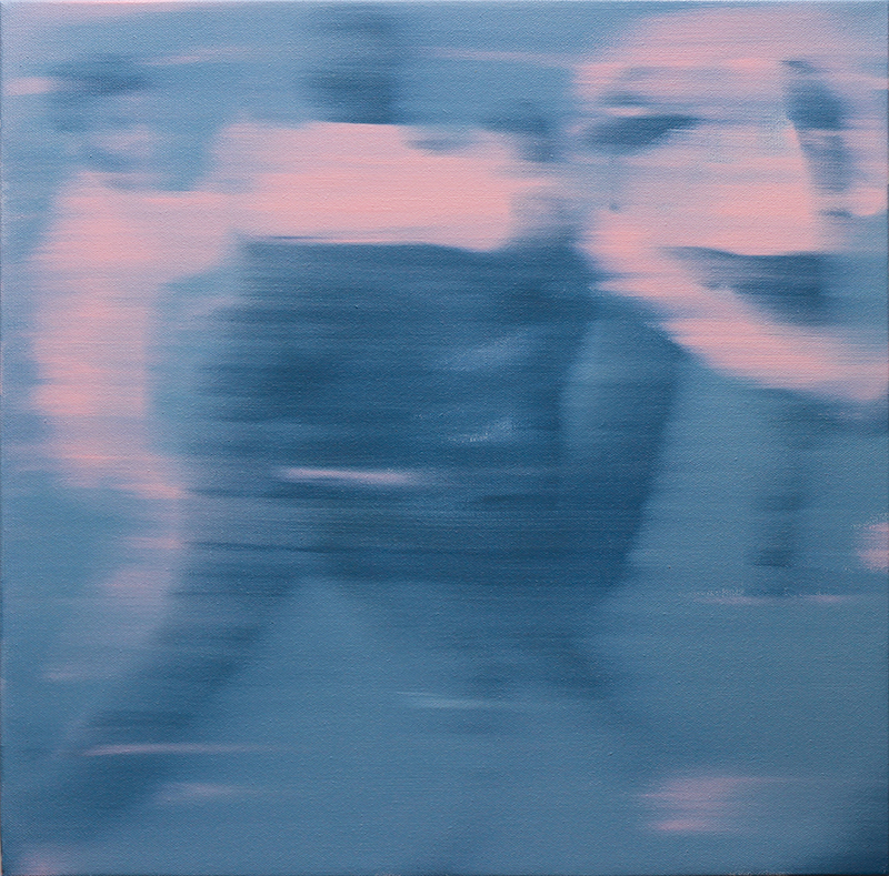 Ettore Pinelli, Blurring motion (rose light), 2016, olio su tela, cm 49x49
