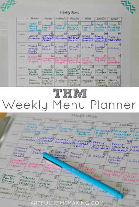 A Trim Healthy Mama Menu Plan Free Printable Menu Planner