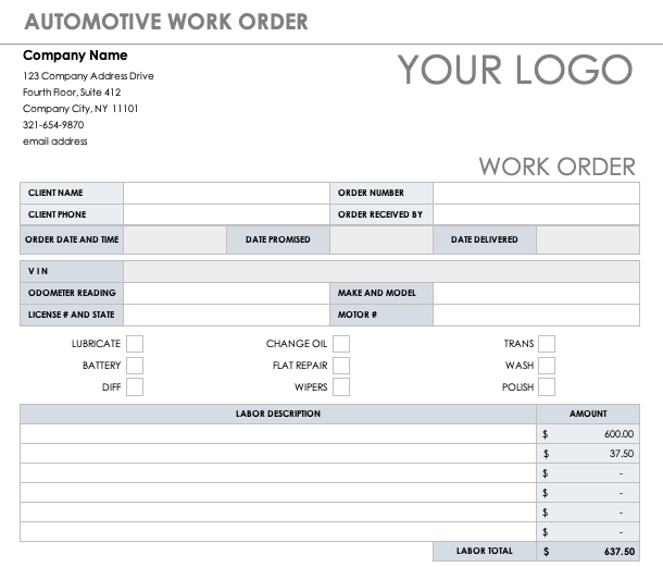 15 work order template fillable download word excel pdf templates art