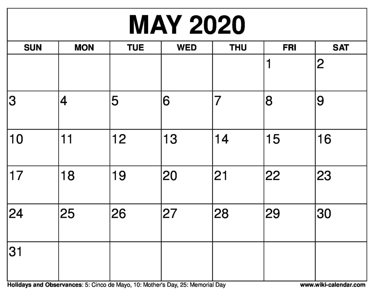 free printable may 2020 calendars articlecity com