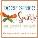 Logo of Deep Space Sparkle with a colorful dragonfly and text: "Deep Space Sparkle: Art Lessons for Kids, deepspacesparkle.com.