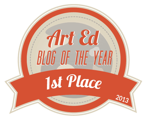 Circular badge with "Art Ed Blog of the Year 1st Place" written on it, and a banner displaying "2013" at the bottom.
