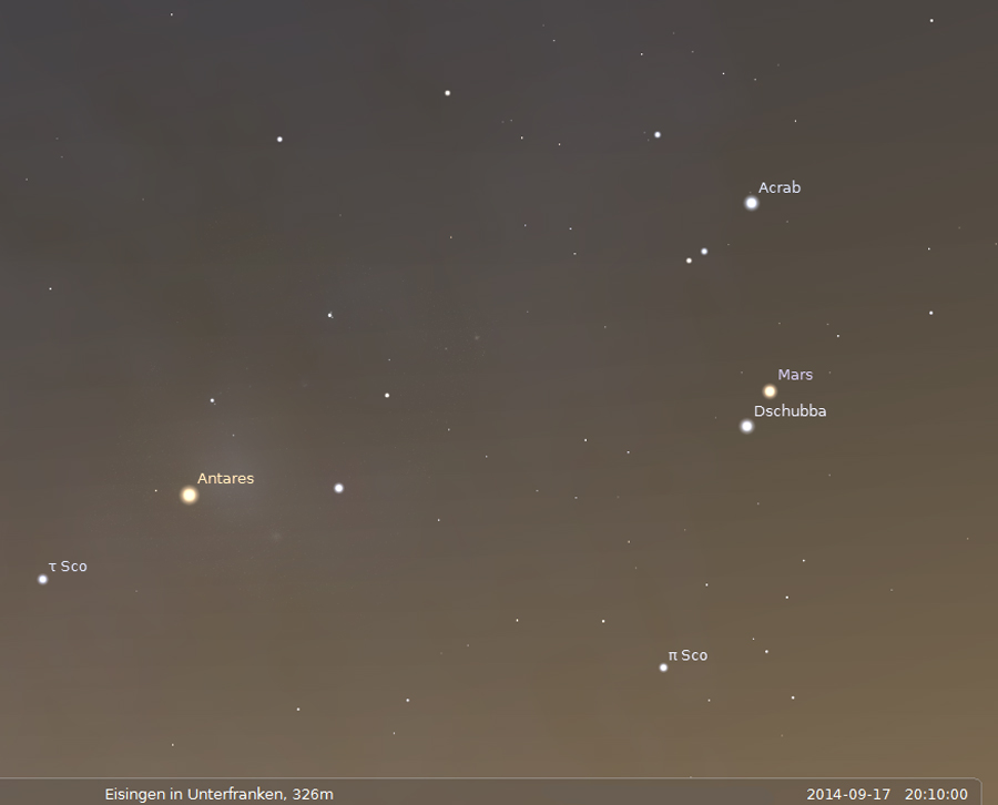 Mars im Skorpion am 17. September 2014 um 20:10 Uhr