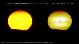 Sonnenfleckenaktivität am 17. Juli 2016 um 21:10 Uhr