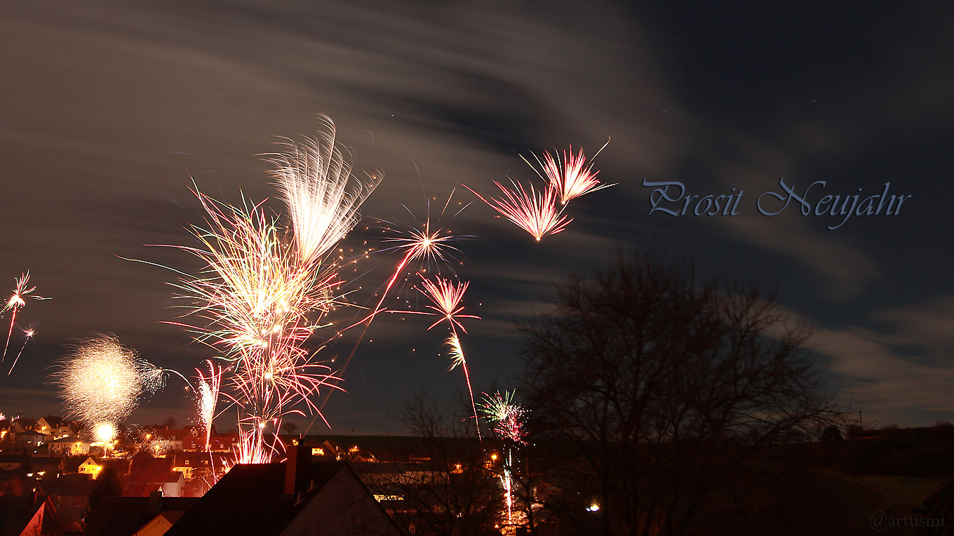 Feuerwerk in Eisingen am 1. Januar 2018 um 00:01 Uhr