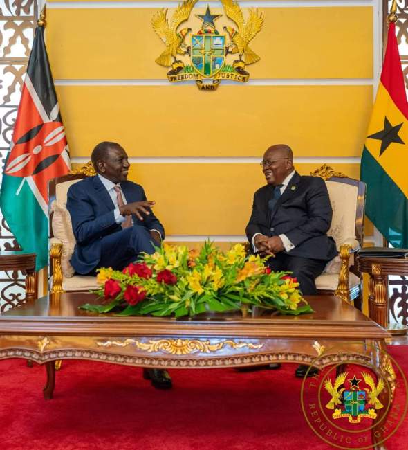 The Kenyan and Ghanaian presidents in private conversation