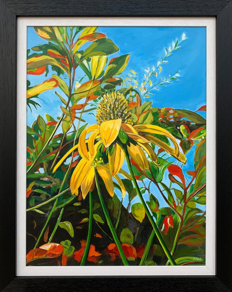 Colourful Original Painting of English Country Garden Flowers