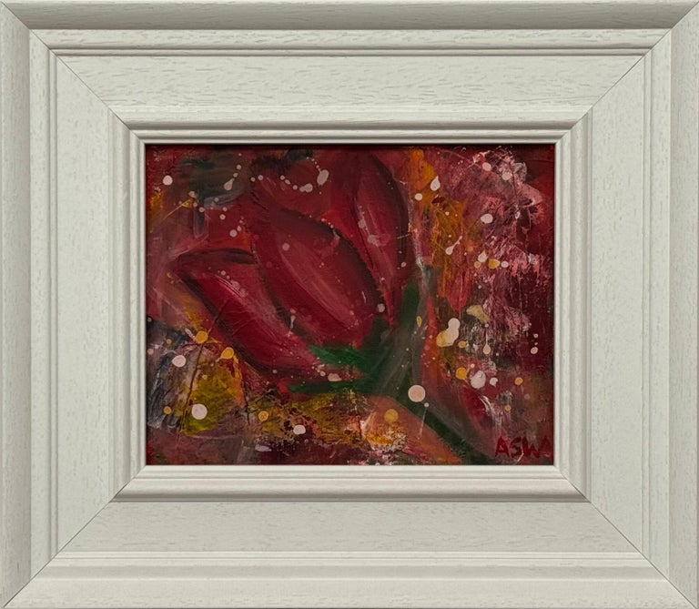 Ameryllis Study 2 - Miniature Abstract Floral Canvas Art
