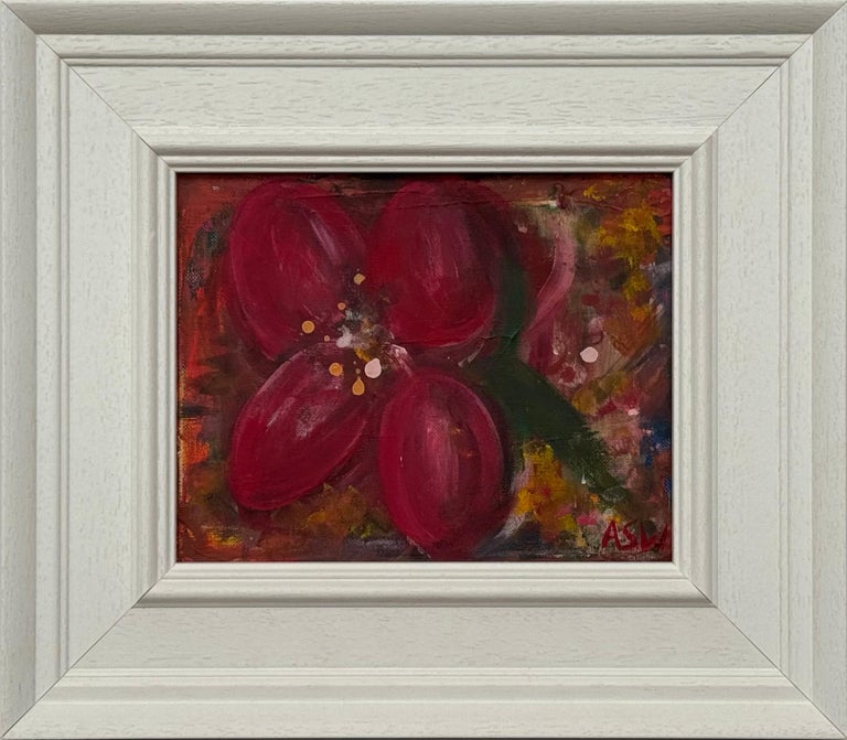 Ameryllis Study 2 - Miniature Abstract Floral Canvas Art