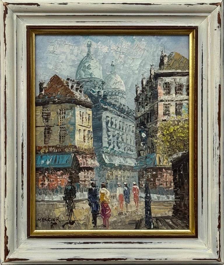 Impressionist Oil Painting of Figures on Parisian Street