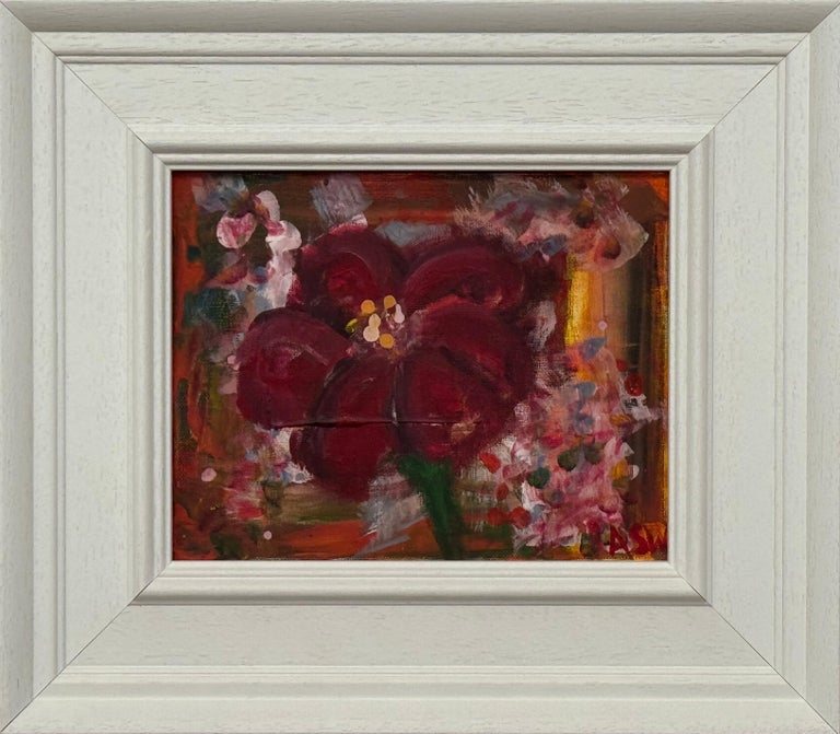 Ameryllis Study 1 - Miniature Abstract Floral Canvas Art