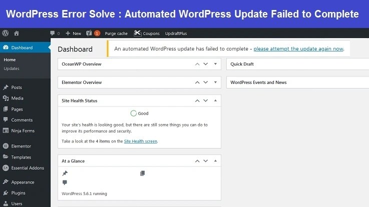 WordPress Error Fix – Automated WordPress Update Failed to Complete