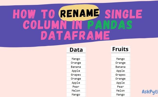 Rename A Single Column In Pandas DataFrame - AskPython