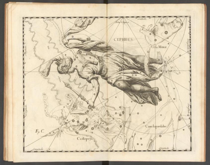 O rei Cefeu com vestes ricas, a coroa e o ceptro.