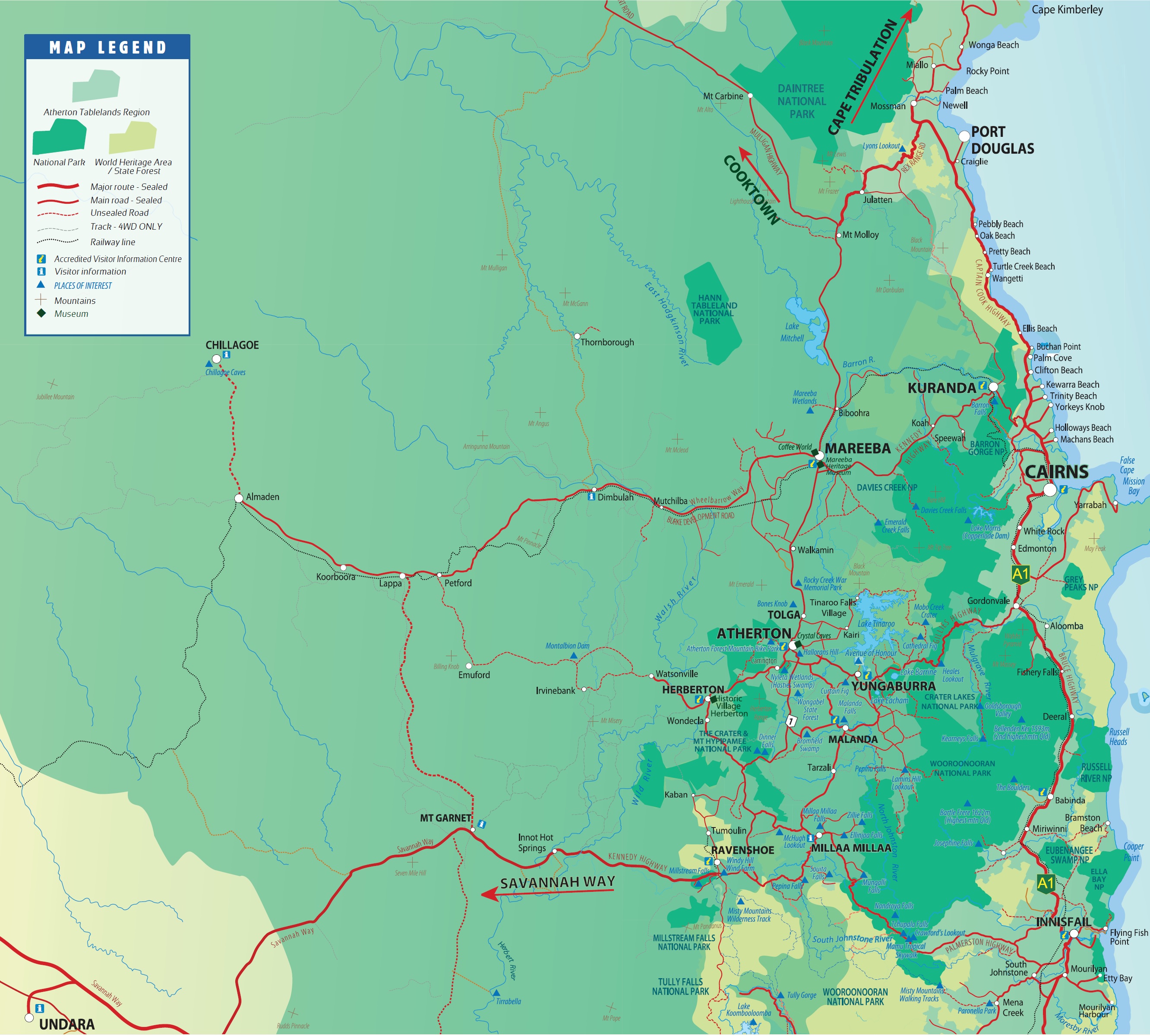 Atherton Tablelands Map Tropical North Queensland Discovermap.
