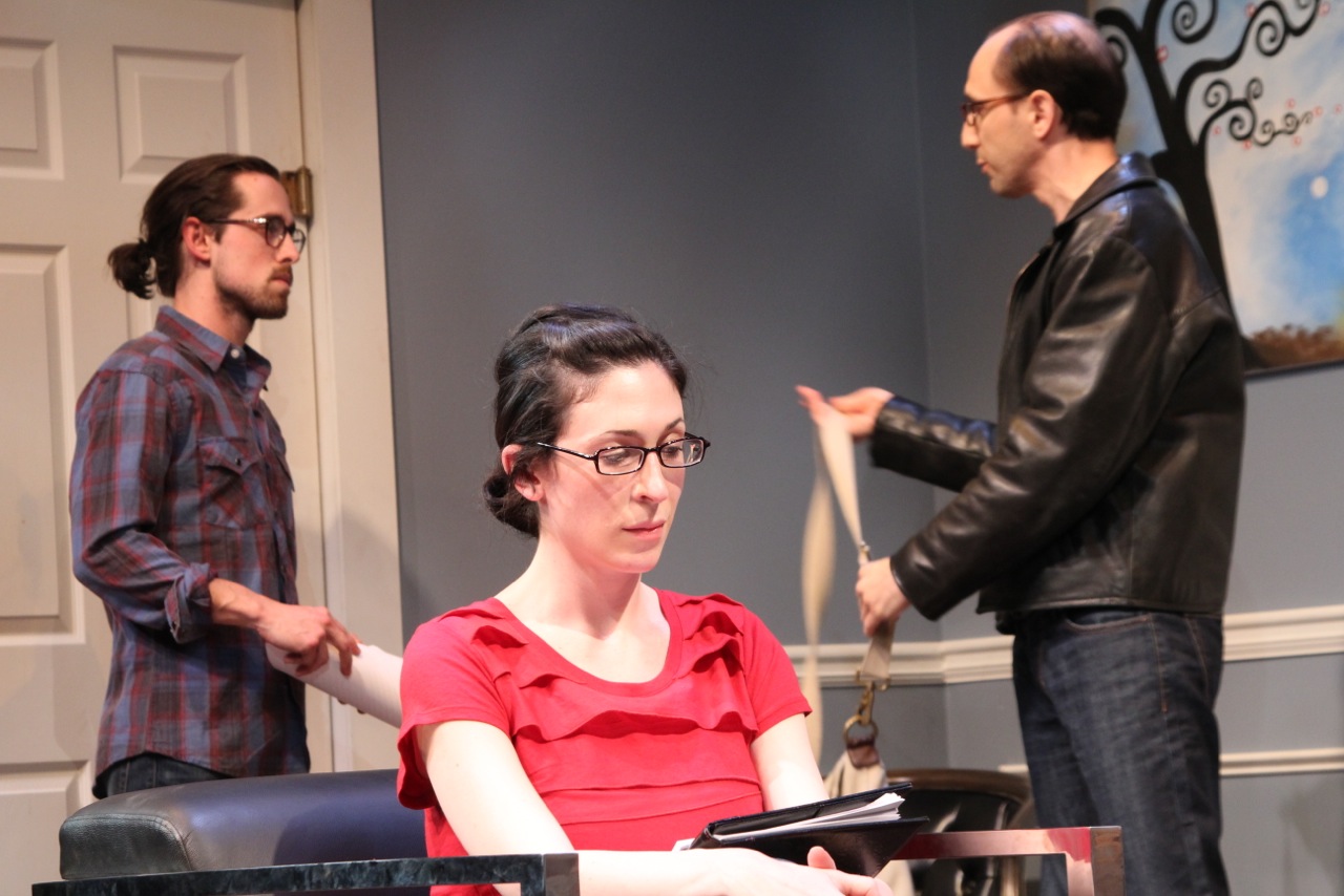 Barret Doyle as Martin, Cara Mantella as Kate, Andrew Benator asnLeonard. Photo by BreeAnne Clowdus