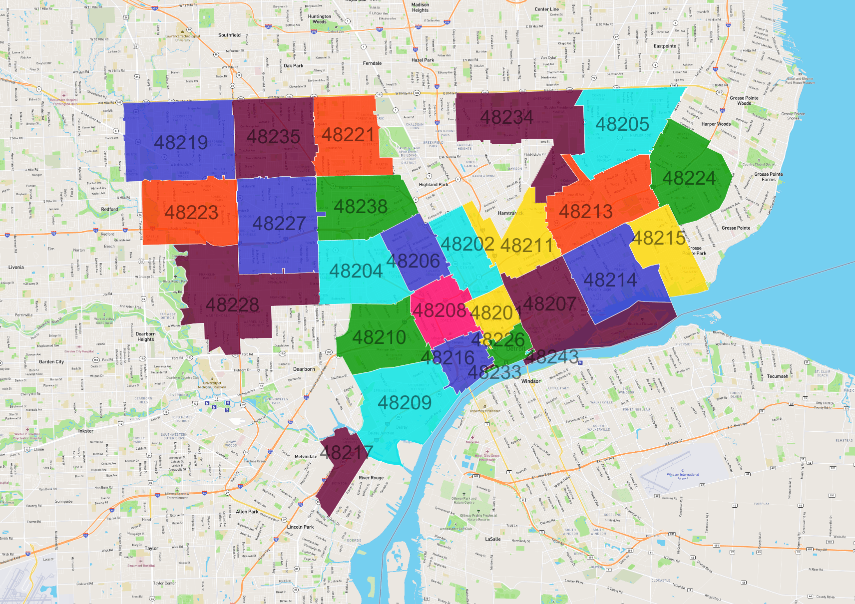 Detroit Mi Zip Codes Detroit Zip Code Map DXKDD Detroit Zip Codes Map 