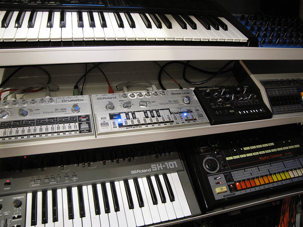 Roland SH-101, TB-303, TR-606 & TR-808