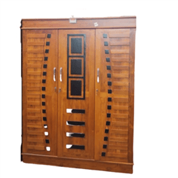 Zayan Contemporary And Modern 3 Door Teak Wooden Almirah Attinkara