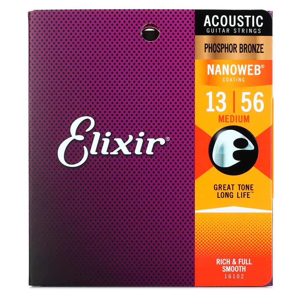 Cuerdas para Guitarra Acústica Elixir Strings 16102 Nanoweb - .013-.056 Medium