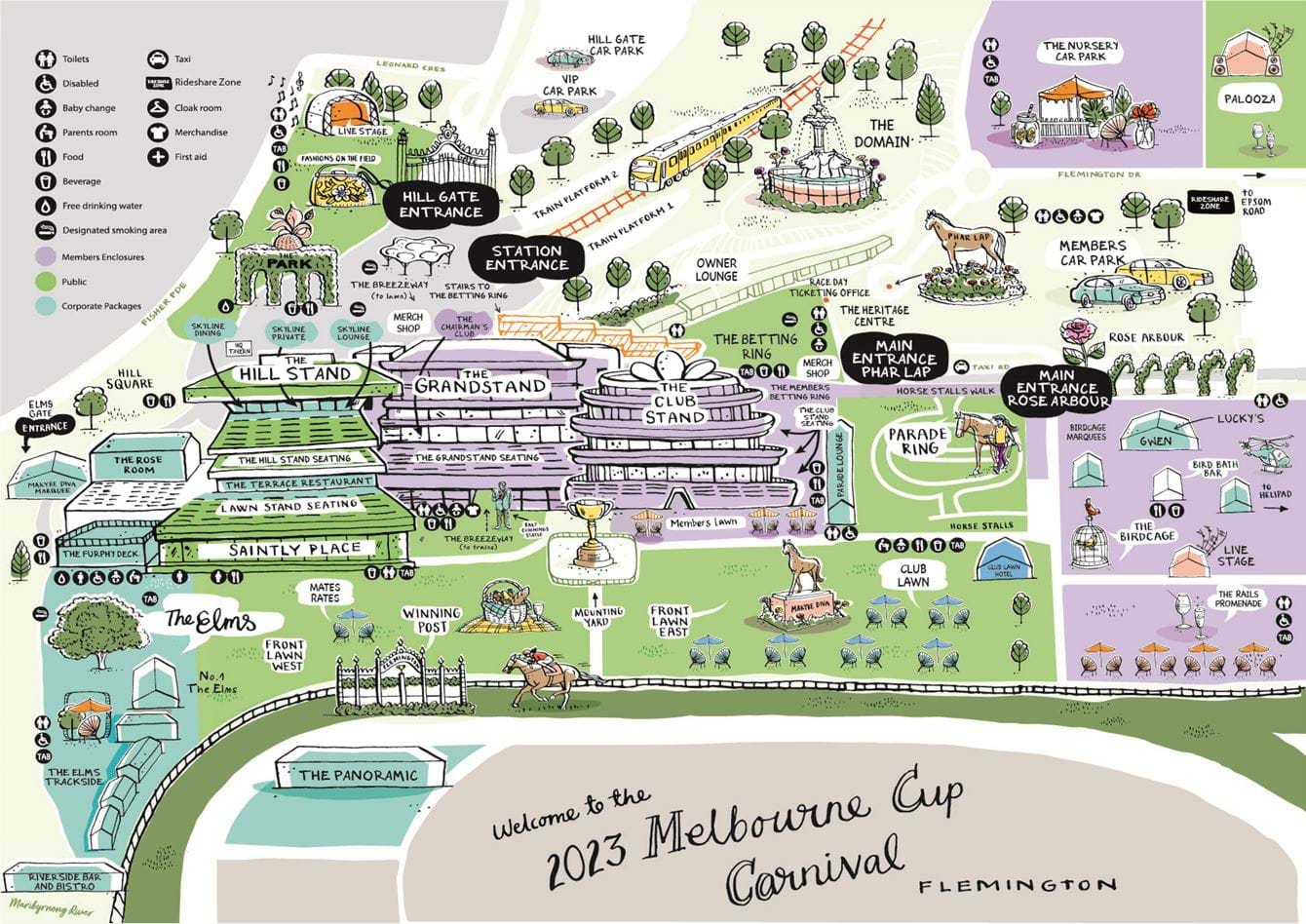 Melbourne Cup Carnival Map Seating Map Flemington Racecourse Austadiums 2023 Melbourne Cup Carnival Map 
