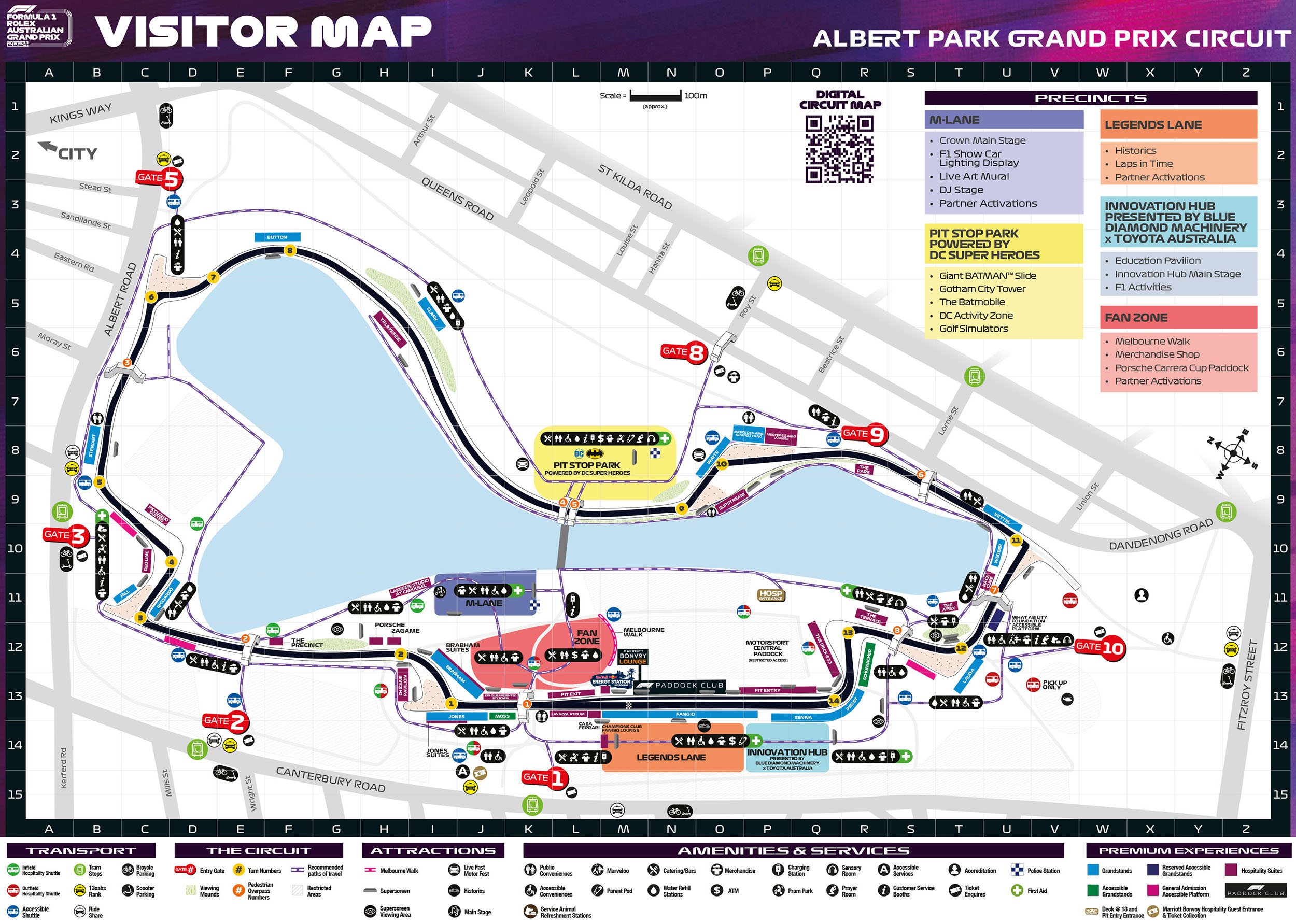 Albert Park Circuit Seating Map Melbourne Grand Prix Circuit Austadiums F1AusGP24 Circuit Map 