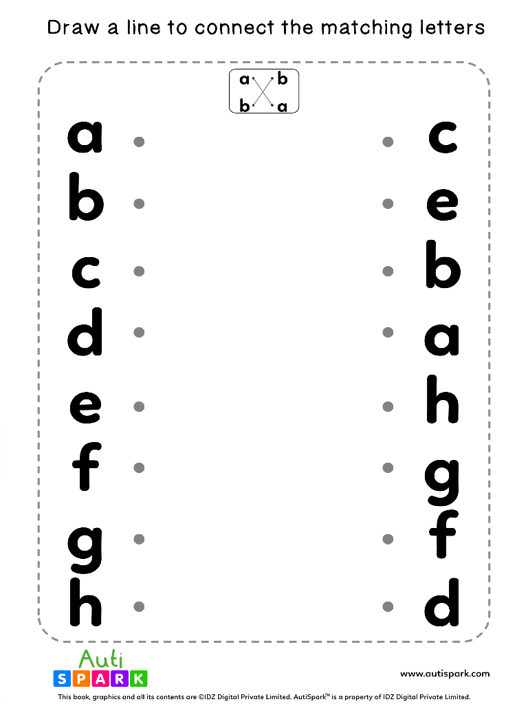 Match lowercase letters #08 - free matching worksheet - autispark