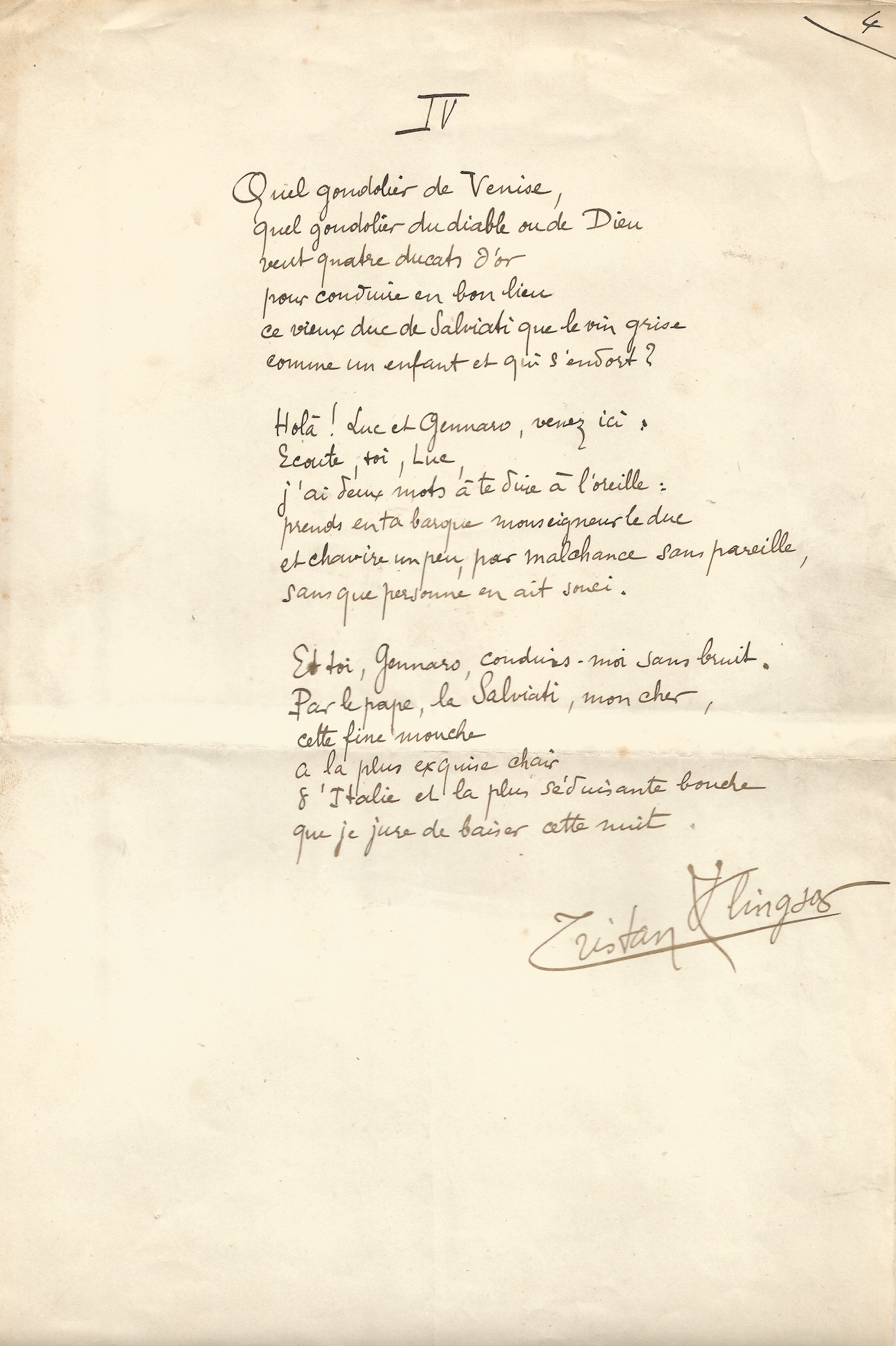 Tristan KLINGSOR - Poème autographe signé – Bambochades.