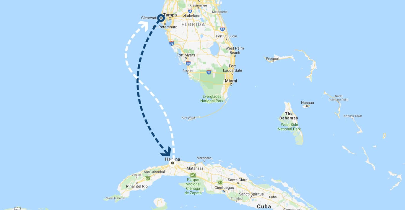 Cuba And Florida Map Close Up Showing Southern Of Cubamap.