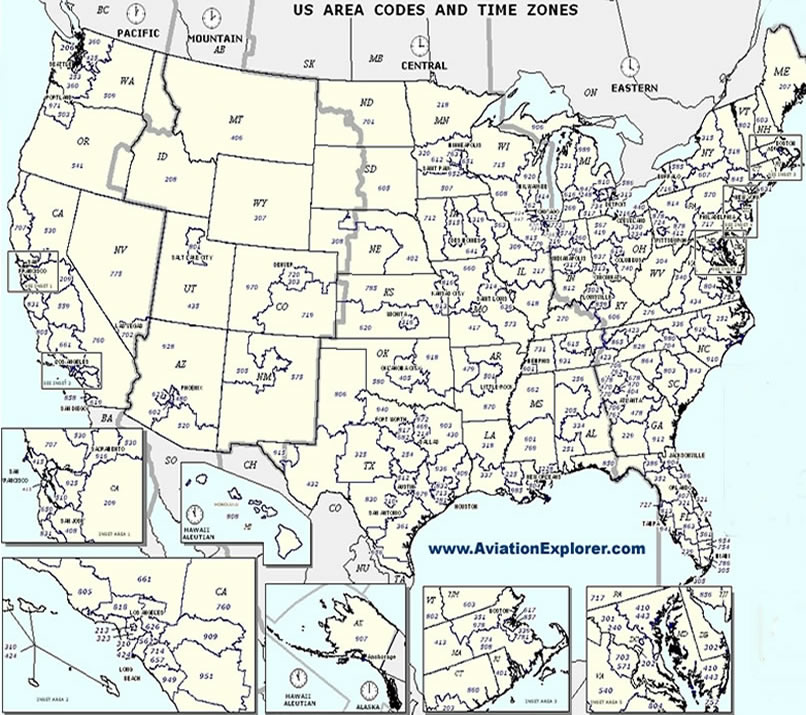 Printable map of us time zones and area codes printable us maps images