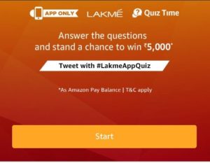 Amazon Lakme Quiz Answers - Participate and win Rs.5000 Amazon pay balance