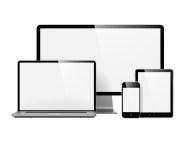 Modern Electronic Devices with Blank Screens. Isolated on White.