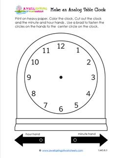 make an analog table clock a wellspring of worksheets
